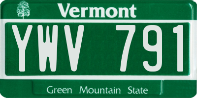 VT license plate YWV791