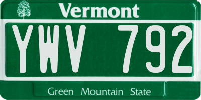 VT license plate YWV792