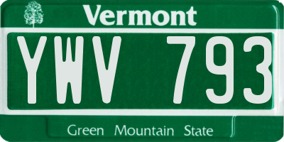 VT license plate YWV793