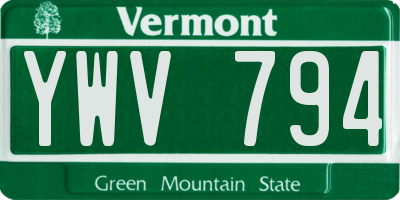 VT license plate YWV794