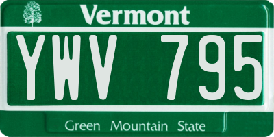 VT license plate YWV795
