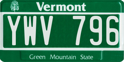 VT license plate YWV796