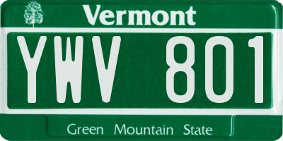 VT license plate YWV801