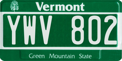 VT license plate YWV802