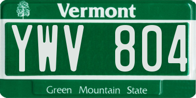 VT license plate YWV804