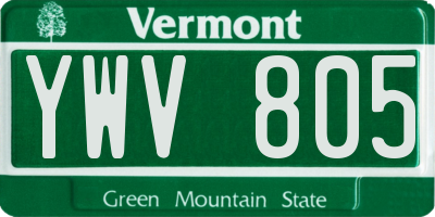 VT license plate YWV805