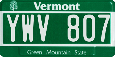 VT license plate YWV807