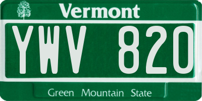 VT license plate YWV820
