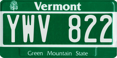 VT license plate YWV822