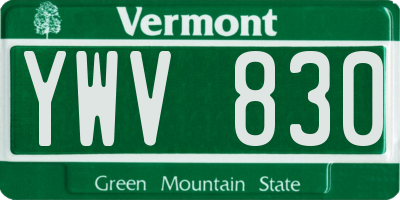 VT license plate YWV830