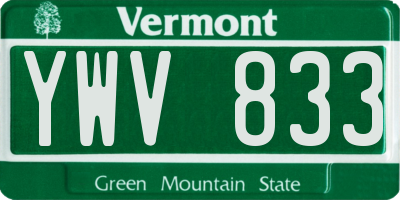 VT license plate YWV833