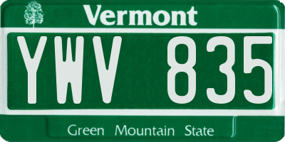 VT license plate YWV835