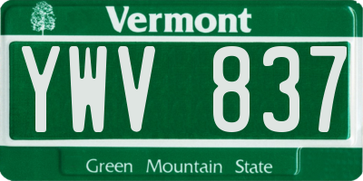 VT license plate YWV837