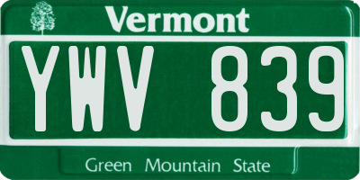 VT license plate YWV839