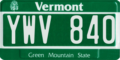 VT license plate YWV840