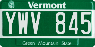 VT license plate YWV845