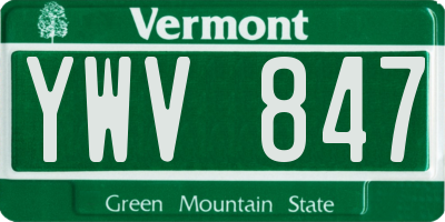 VT license plate YWV847