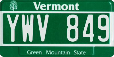 VT license plate YWV849