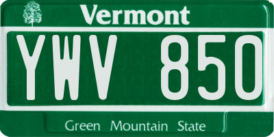 VT license plate YWV850