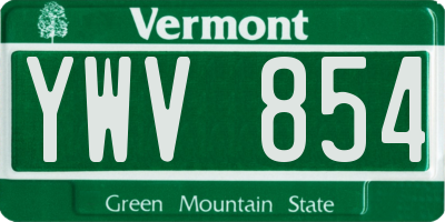 VT license plate YWV854