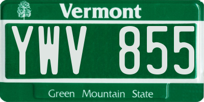 VT license plate YWV855