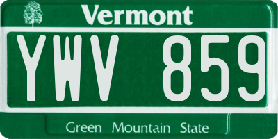 VT license plate YWV859