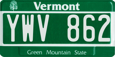 VT license plate YWV862