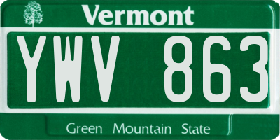 VT license plate YWV863