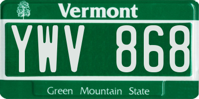 VT license plate YWV868