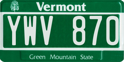 VT license plate YWV870