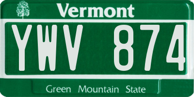 VT license plate YWV874