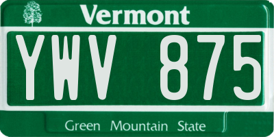 VT license plate YWV875