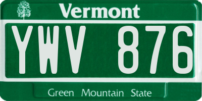 VT license plate YWV876