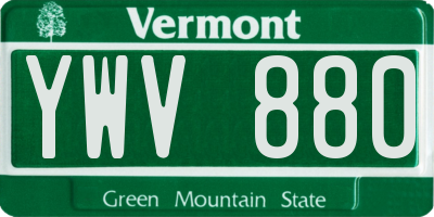 VT license plate YWV880