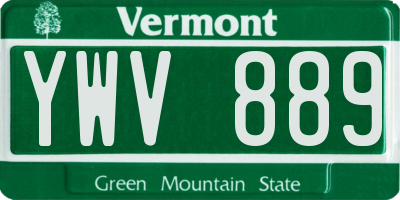VT license plate YWV889