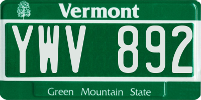 VT license plate YWV892