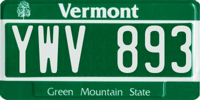 VT license plate YWV893