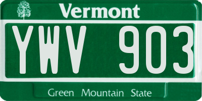 VT license plate YWV903