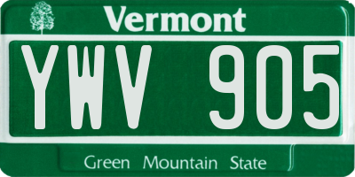 VT license plate YWV905