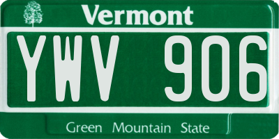 VT license plate YWV906