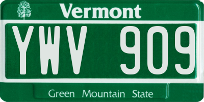 VT license plate YWV909