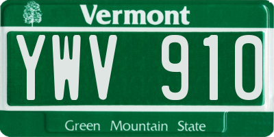 VT license plate YWV910