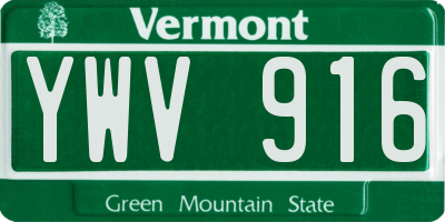 VT license plate YWV916