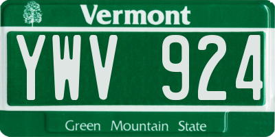 VT license plate YWV924
