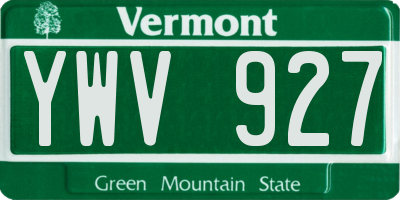 VT license plate YWV927