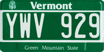 VT license plate YWV929