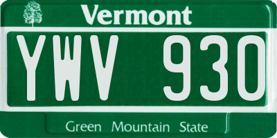 VT license plate YWV930