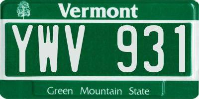 VT license plate YWV931