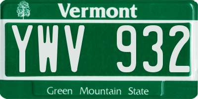 VT license plate YWV932
