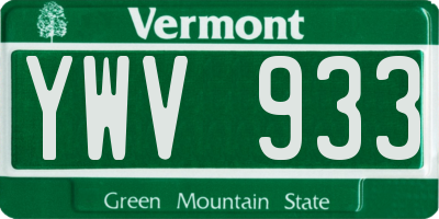 VT license plate YWV933